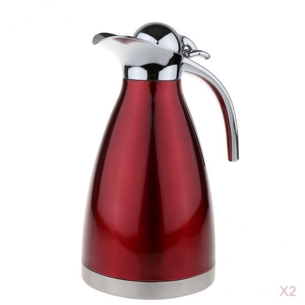 2x1.5L Red Stainless Steel Double Wall Insulated Coffee Carafe Tea Kettle