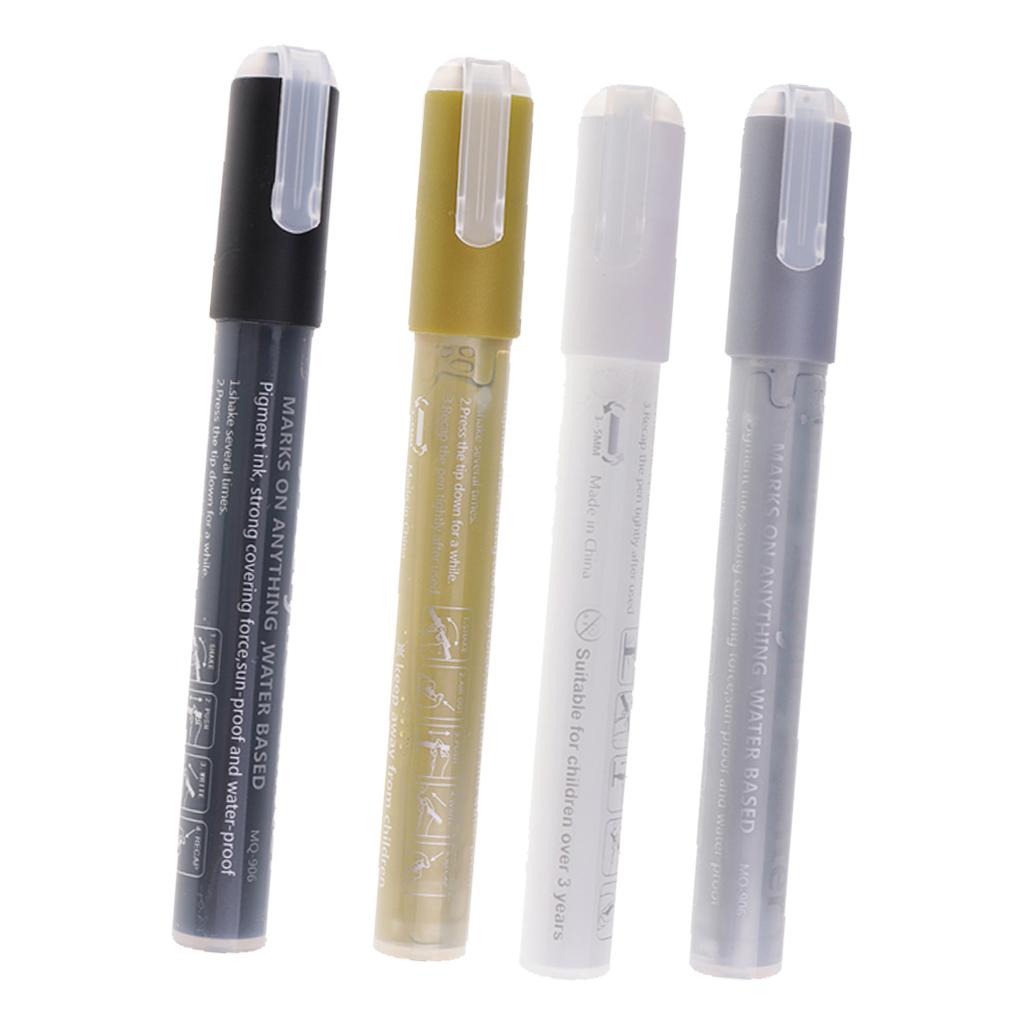 4 Colors Acrylic Paint Marker Pen Art Permanent Paint Pens Markers Set