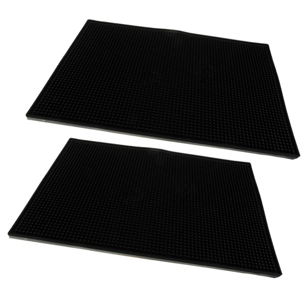 2x Rubber Bar Service Mat Water Proof PVC Mat Kitchen Glass Coaster 30x45CM