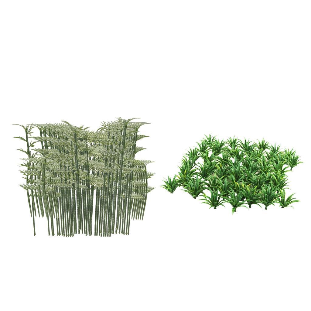 50x Model Ground Cover Plants + 100x Bamboo HO Train Railway Diorama Scenery