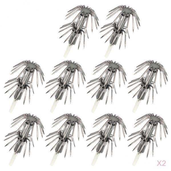 20pcs Stainless Steel Luminous Squid Lure Hooks Fishing Egi Jig Hooks 030