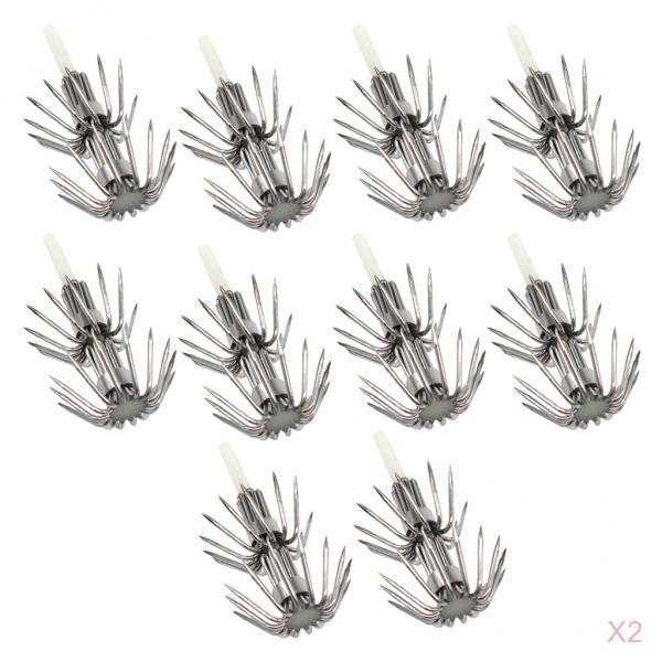 20pcs Stainless Steel Luminous Squid Lure Hooks Fishing Egi Jig Hooks 040