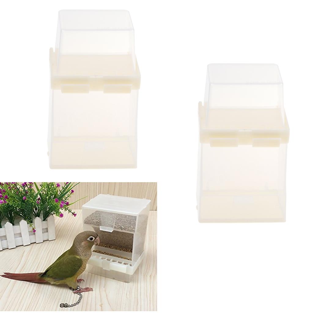 2 pcs Automatic Bird Feeder Cage Accessories for Parrot Seed Food Container