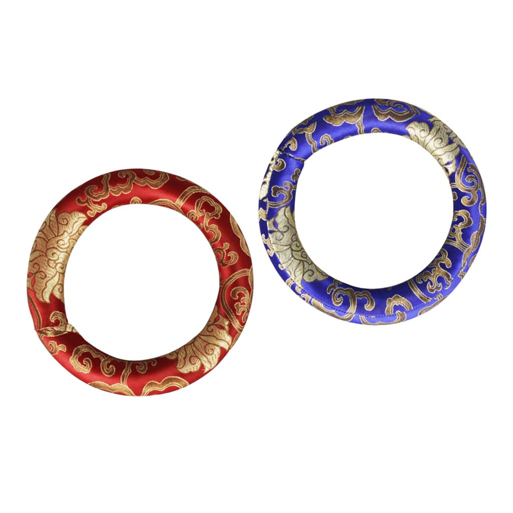 2 Pieces Handmade Round Tibetan Singing Bowl Cushion Ring Pillow 17cm