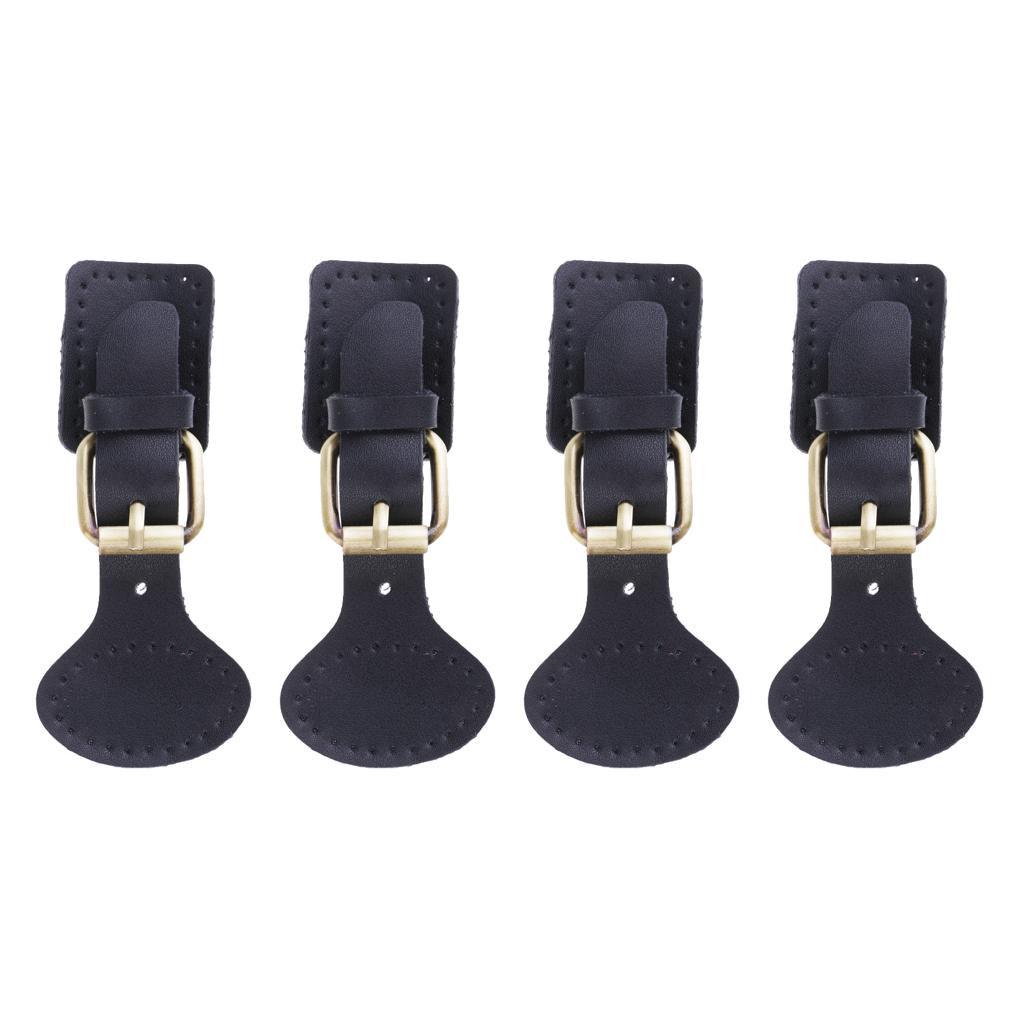 4 Sets Sew on Leather Pin Buckles Sewing Fasteners for Bag Black