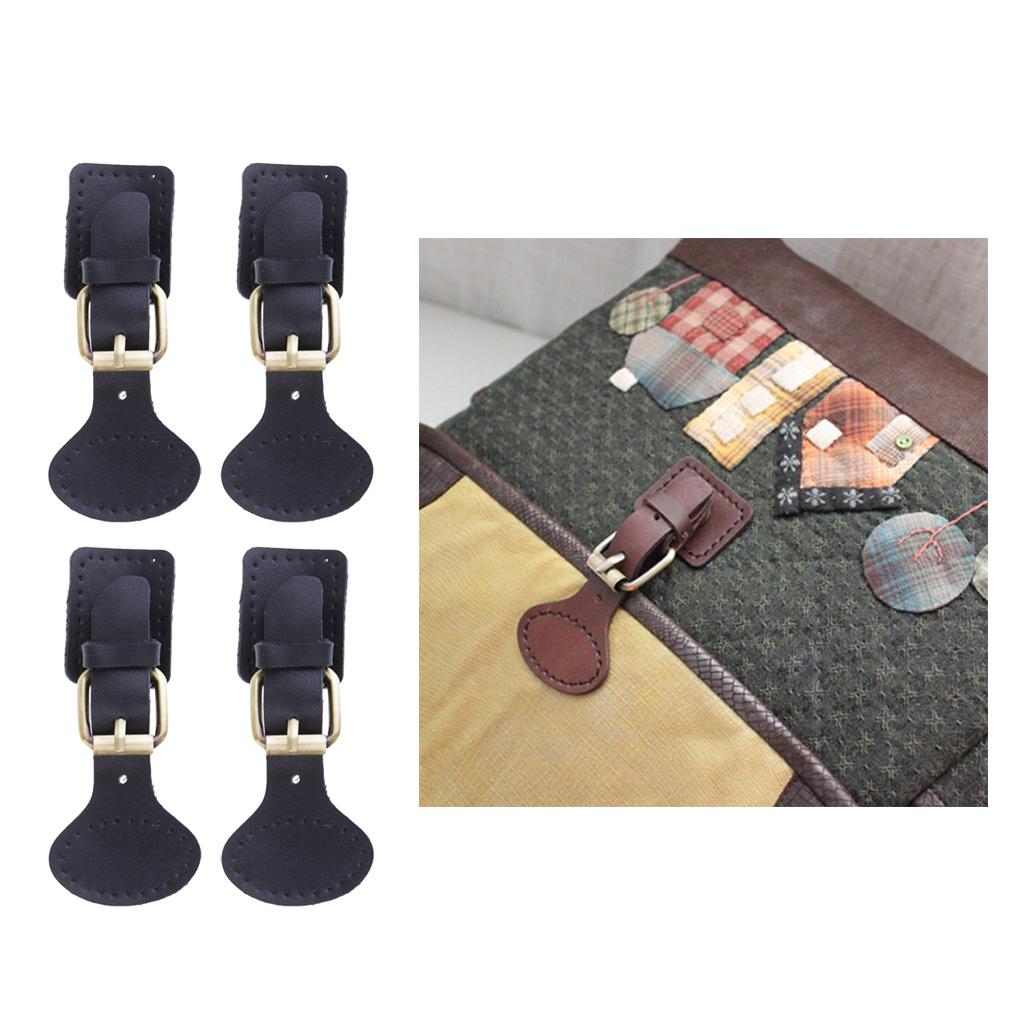 4 Sets Sew on Leather Pin Buckles Sewing Fasteners for Bag Black