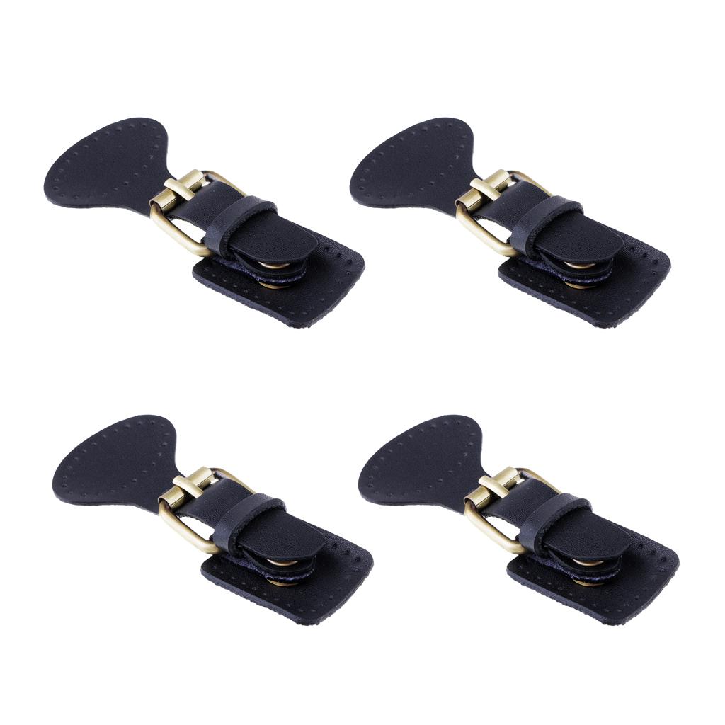 4 Sets Sew on Leather Pin Buckles Sewing Fasteners for Bag Black