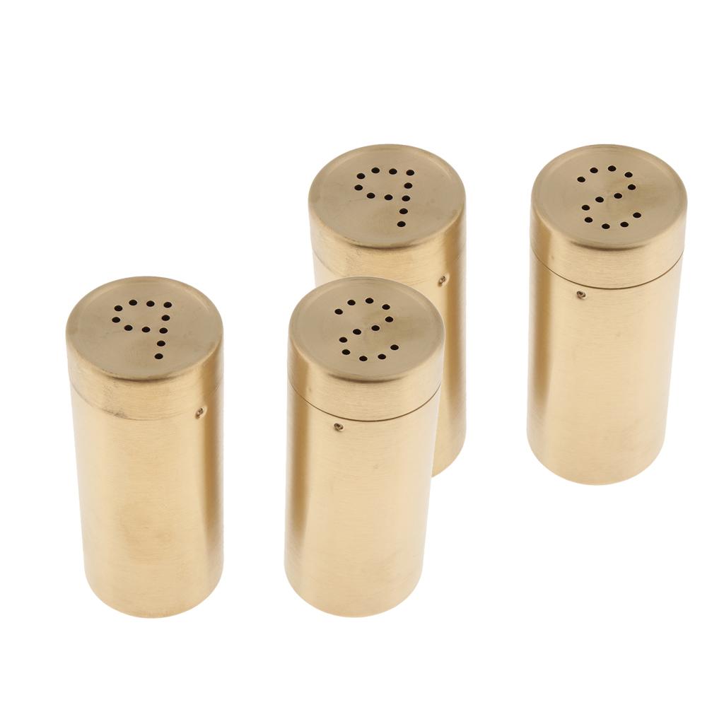 4Pcs Golden Stainless Steel Salt Sugar Pepper Shaker Seasoning Cans set