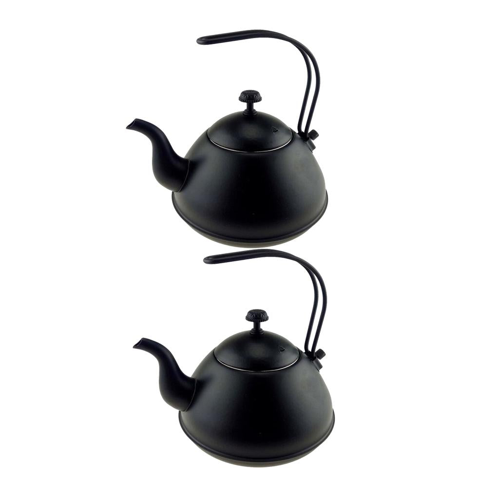 2Pcs 2L Stainless Steel Tea Coffee Kettle Gooseneck Thin Over Coffee Black