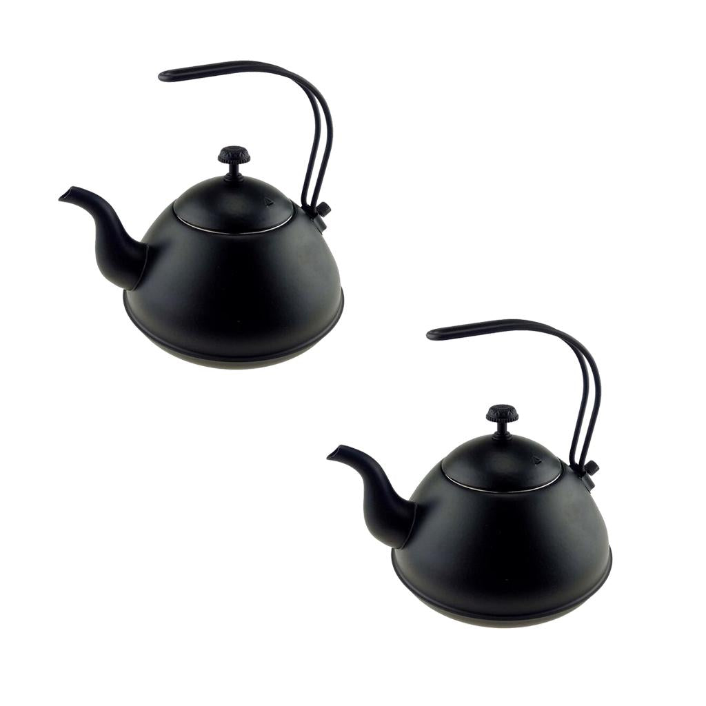 2Pcs 2L Stainless Steel Tea Coffee Kettle Gooseneck Thin Over Coffee Black