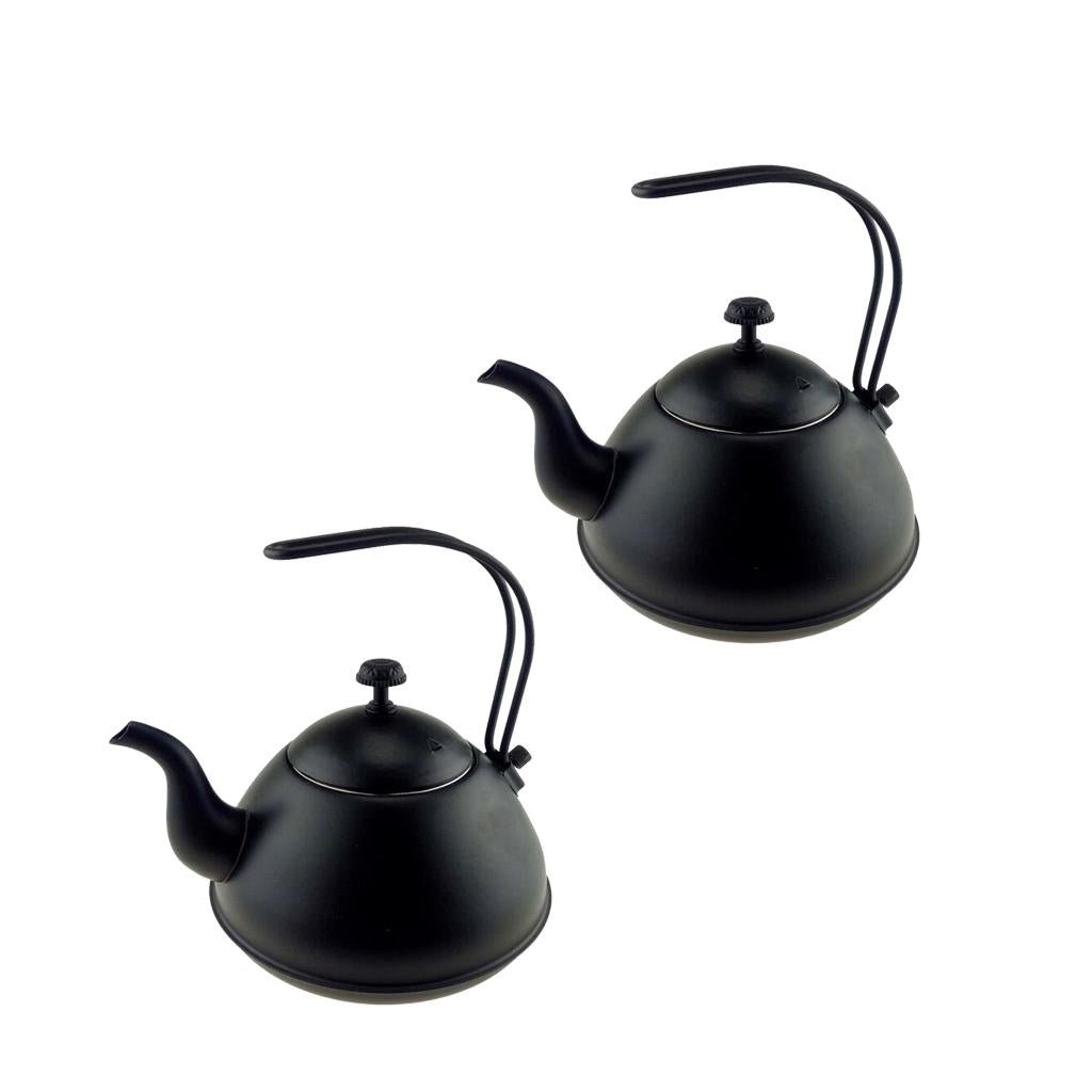 2Pcs 2L Stainless Steel Tea Coffee Kettle Gooseneck Thin Over Coffee Black