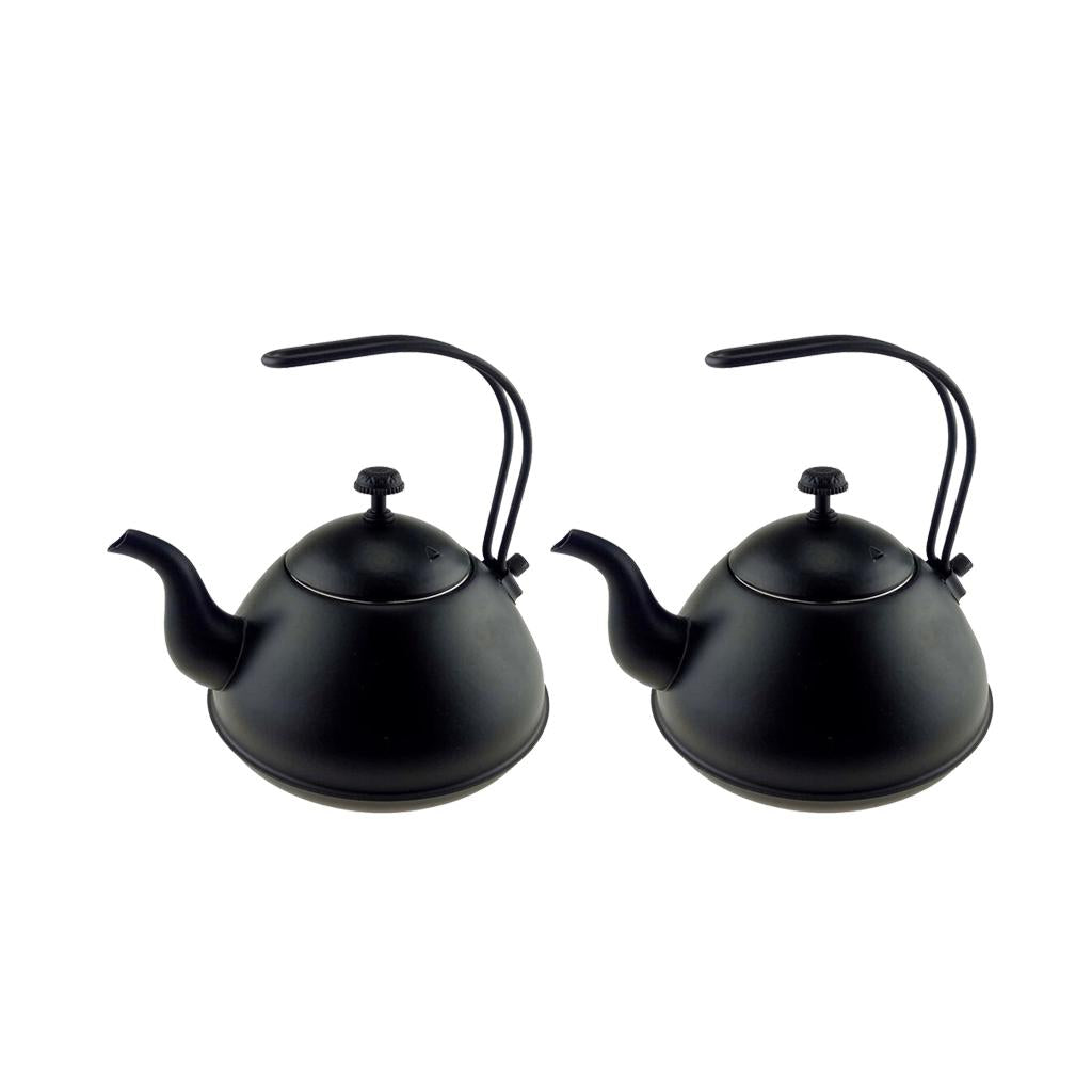 2Pcs 2L Stainless Steel Tea Coffee Kettle Gooseneck Thin Over Coffee Black