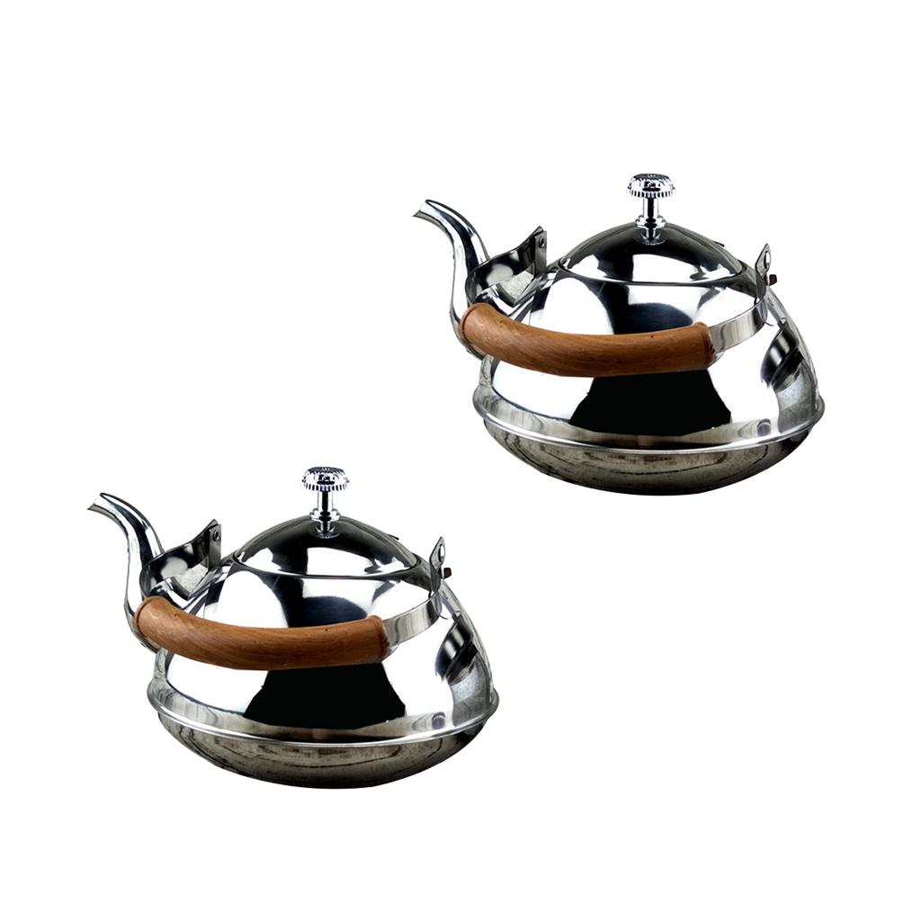 2x 2 L Outdoor Camping Stainless Steel Kettle Kitchen Fast Boil Tea Pot