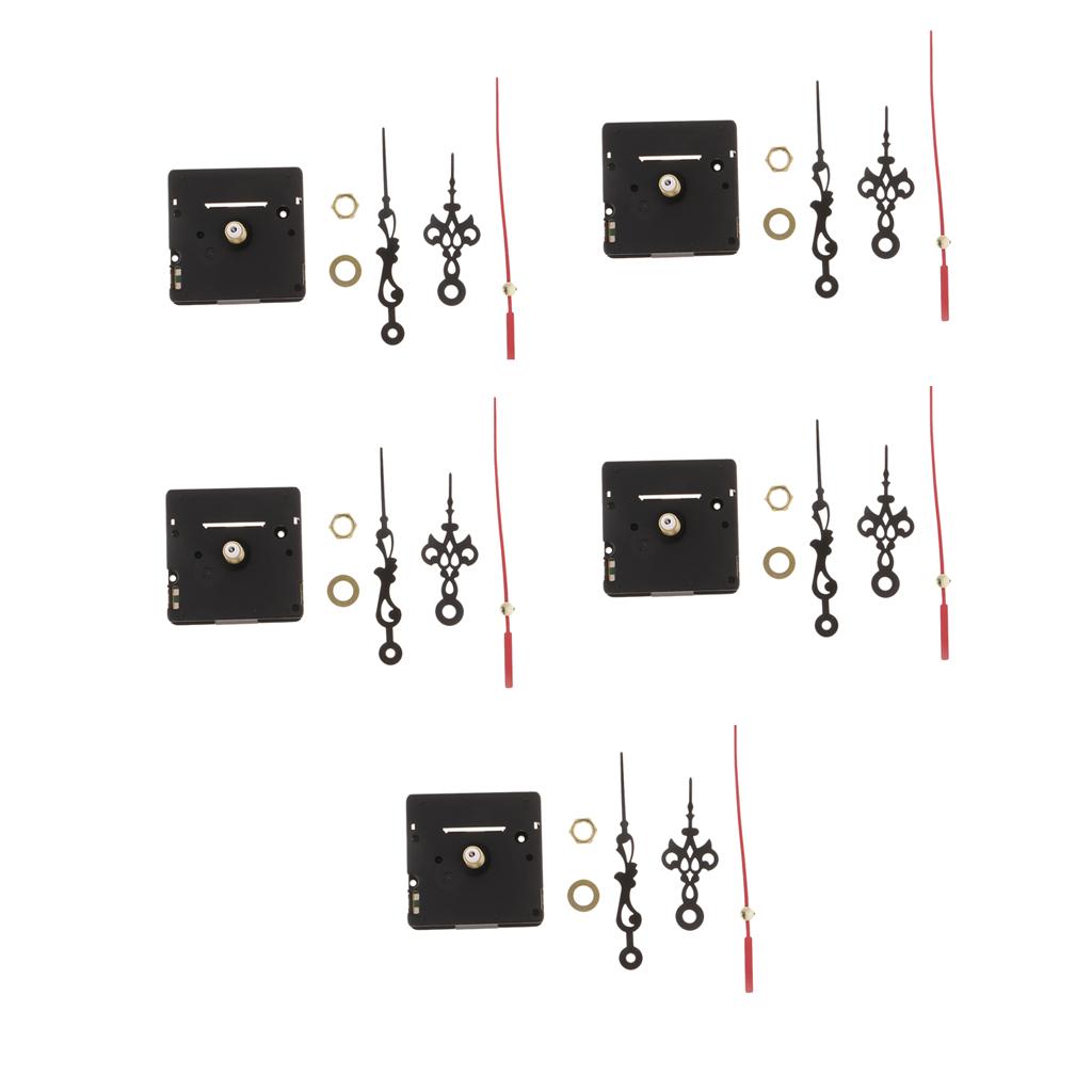 5 Sets Clock Movement for Quartz Wall Clock Repair Black long shaft 2.1cm