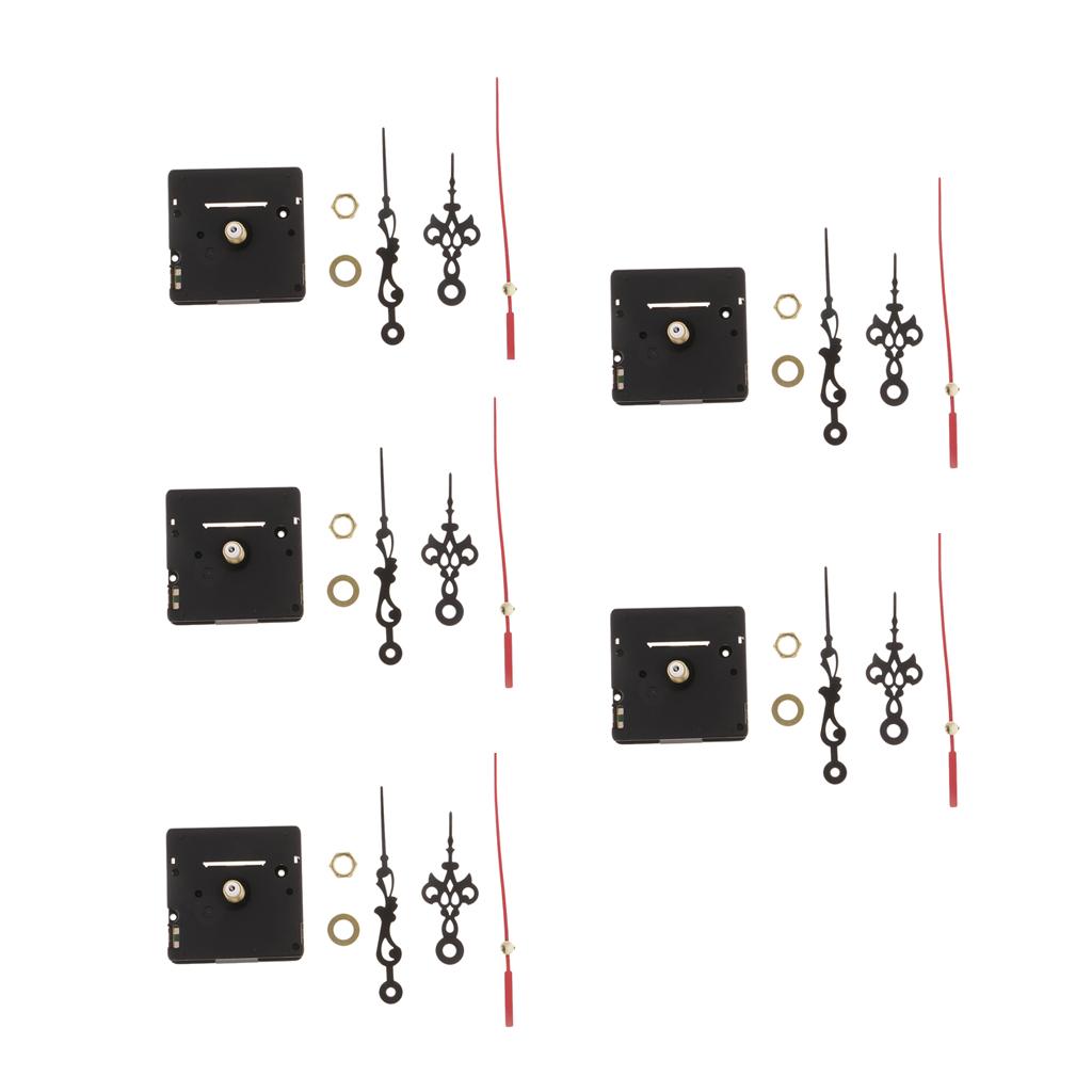 5 Sets Clock Movement for Quartz Wall Clock Repair Black long shaft 2.1cm