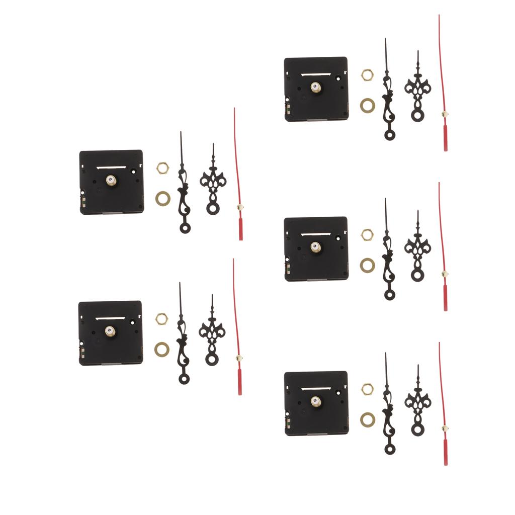 5 Sets Clock Movement for Quartz Wall Clock Repair Black long shaft 2.1cm