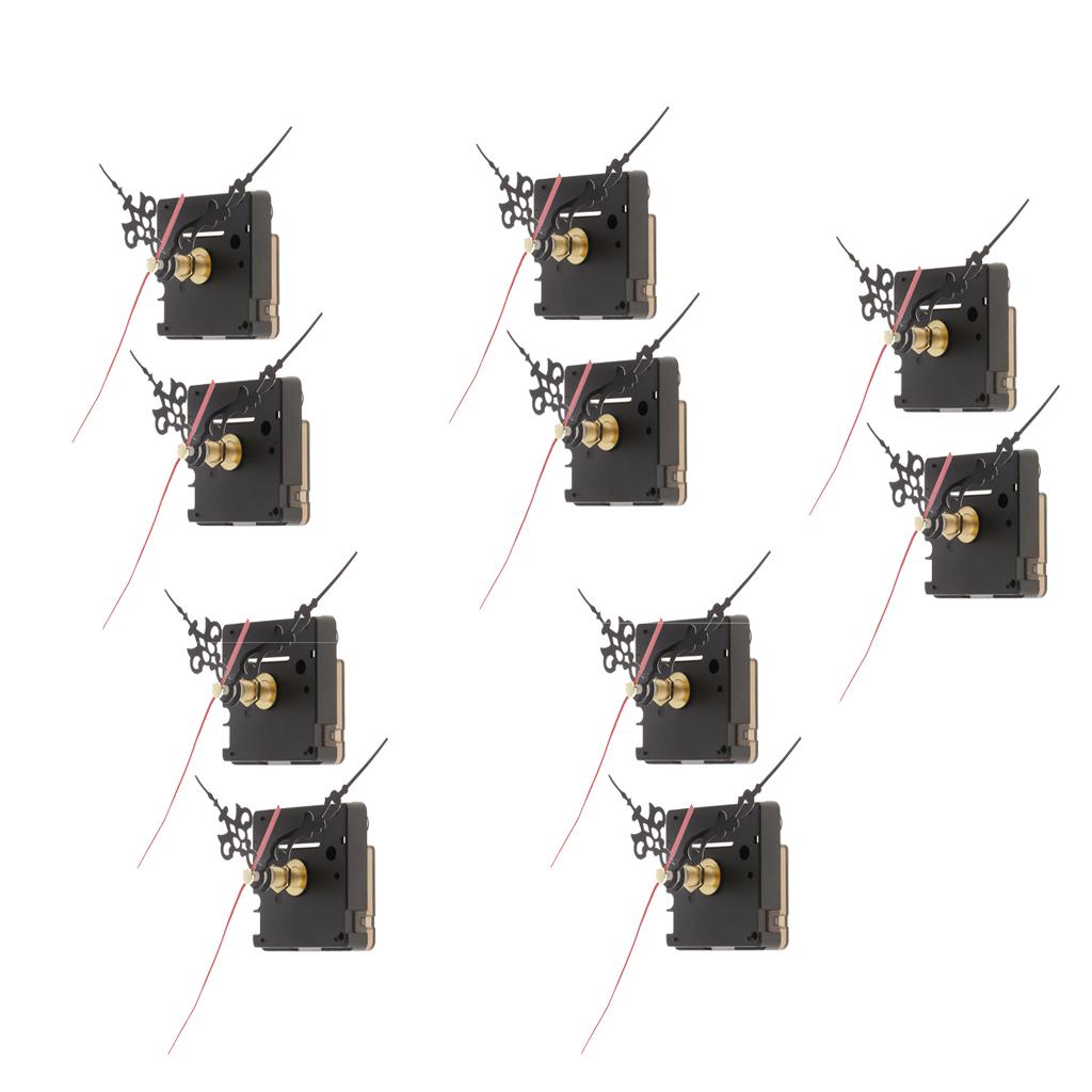 10 Set Clock Movement for Quartz Wall Clock Repair Black long shaft 2.1cm