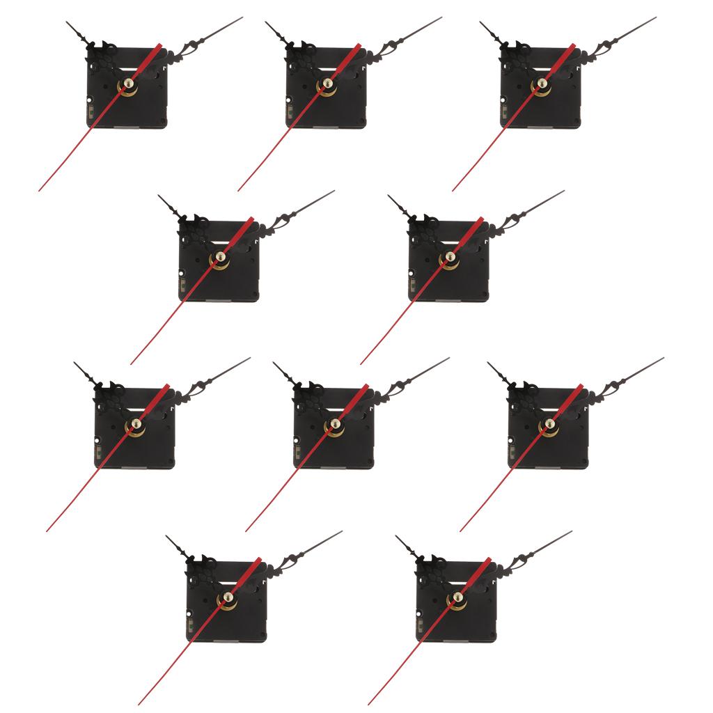 10 Set Clock Movement for Quartz Wall Clock Repair Black long shaft 2.1cm