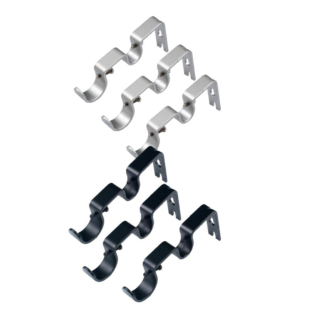 2 Color 6Pcs Adjustable Metal Curtain Pole Rod Wall Bracket Holder
