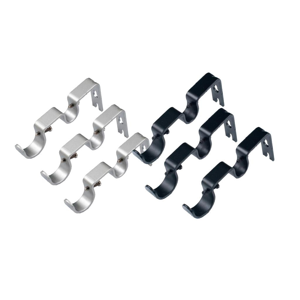 2 Color 6Pcs Adjustable Metal Curtain Pole Rod Wall Bracket Holder