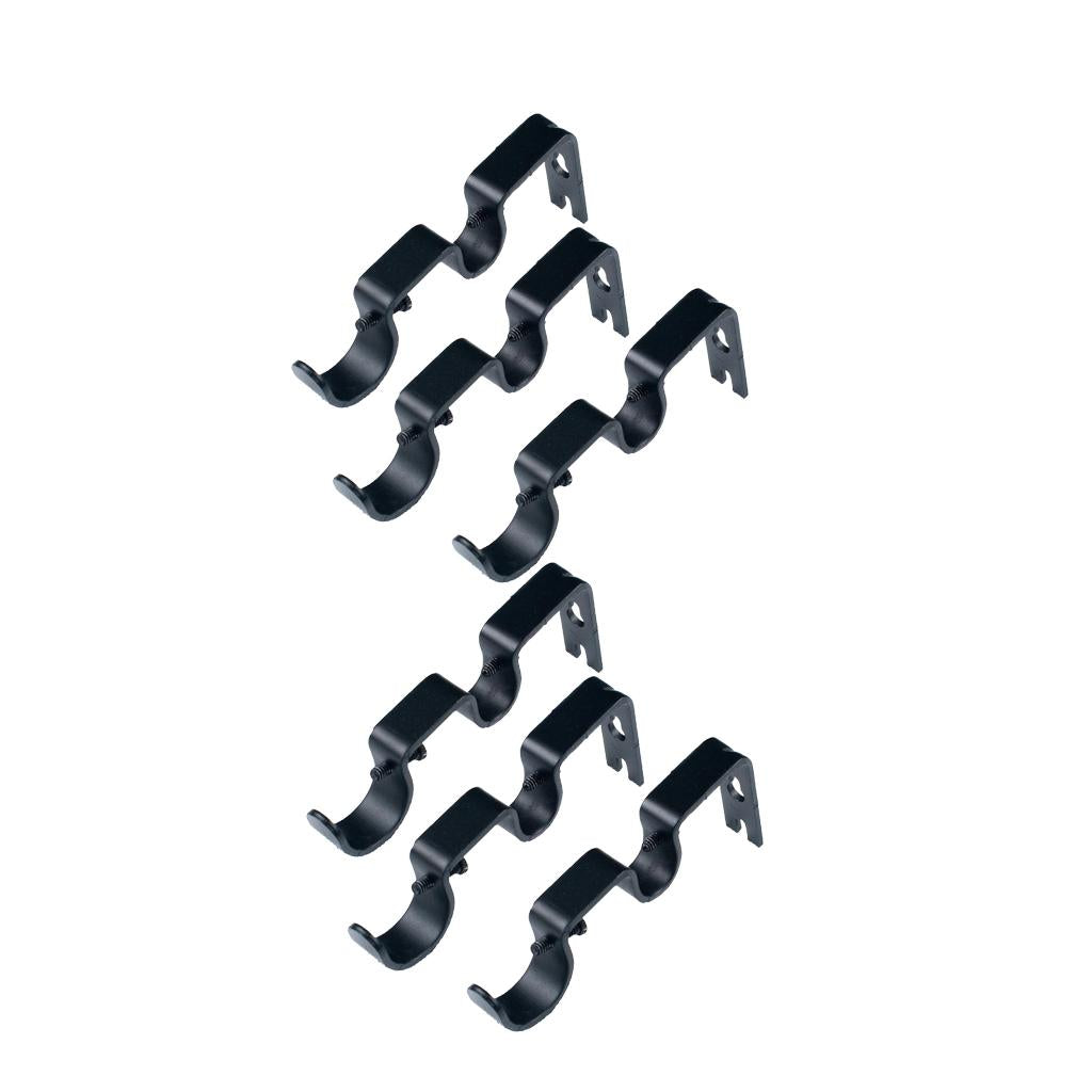 6Pcs Adjustable Metal Curtain Pole Rod Wall Bracket Holder Black