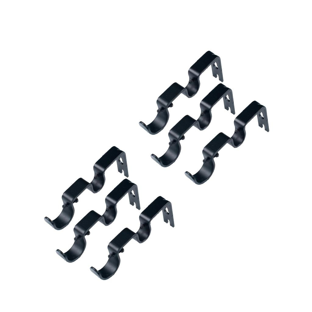 6Pcs Adjustable Metal Curtain Pole Rod Wall Bracket Holder Black