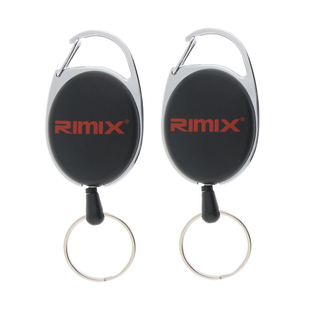 2pcs Retractable Keychain Carabiner Badge Recoil Reel Key Holder Black