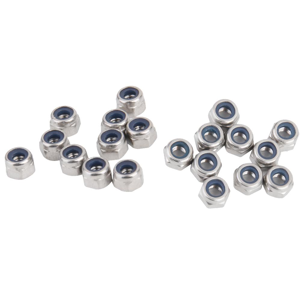 20x M4&M3 Stainless Steel A2 Nylon Collar Insert Self-lock Nuts Bolts Screws
