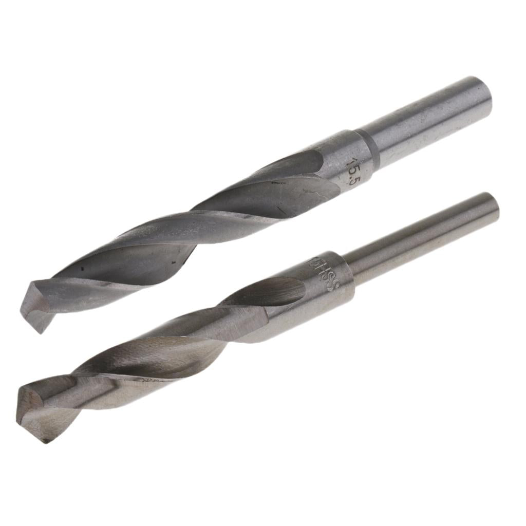 2x High Speed Steel 1/2 Drill Straight Shank Twist Metal Drill Bit 15&15.5mm