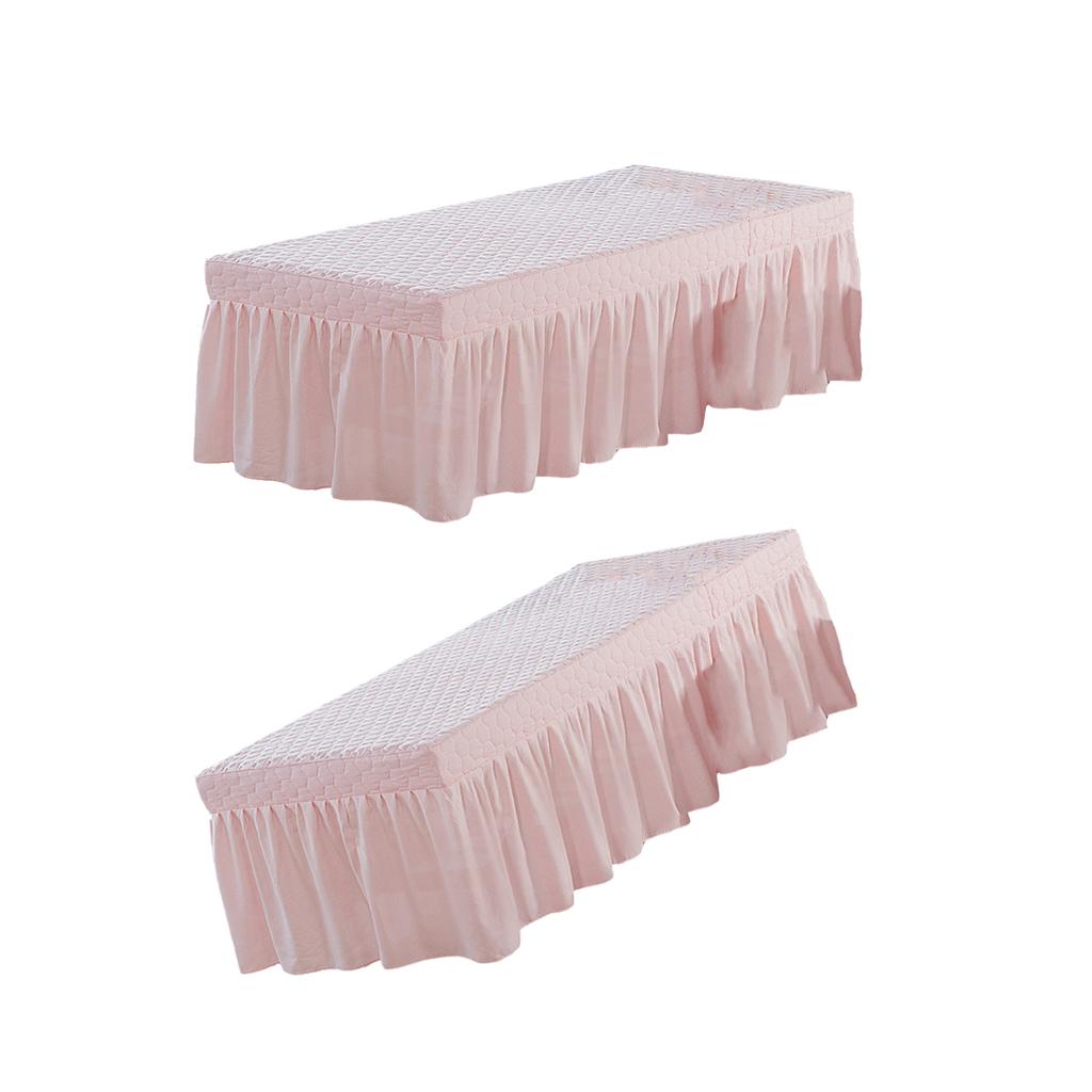 2xPink_2 Massage Table Skirt Beauty Bed Cover Valance Sheet