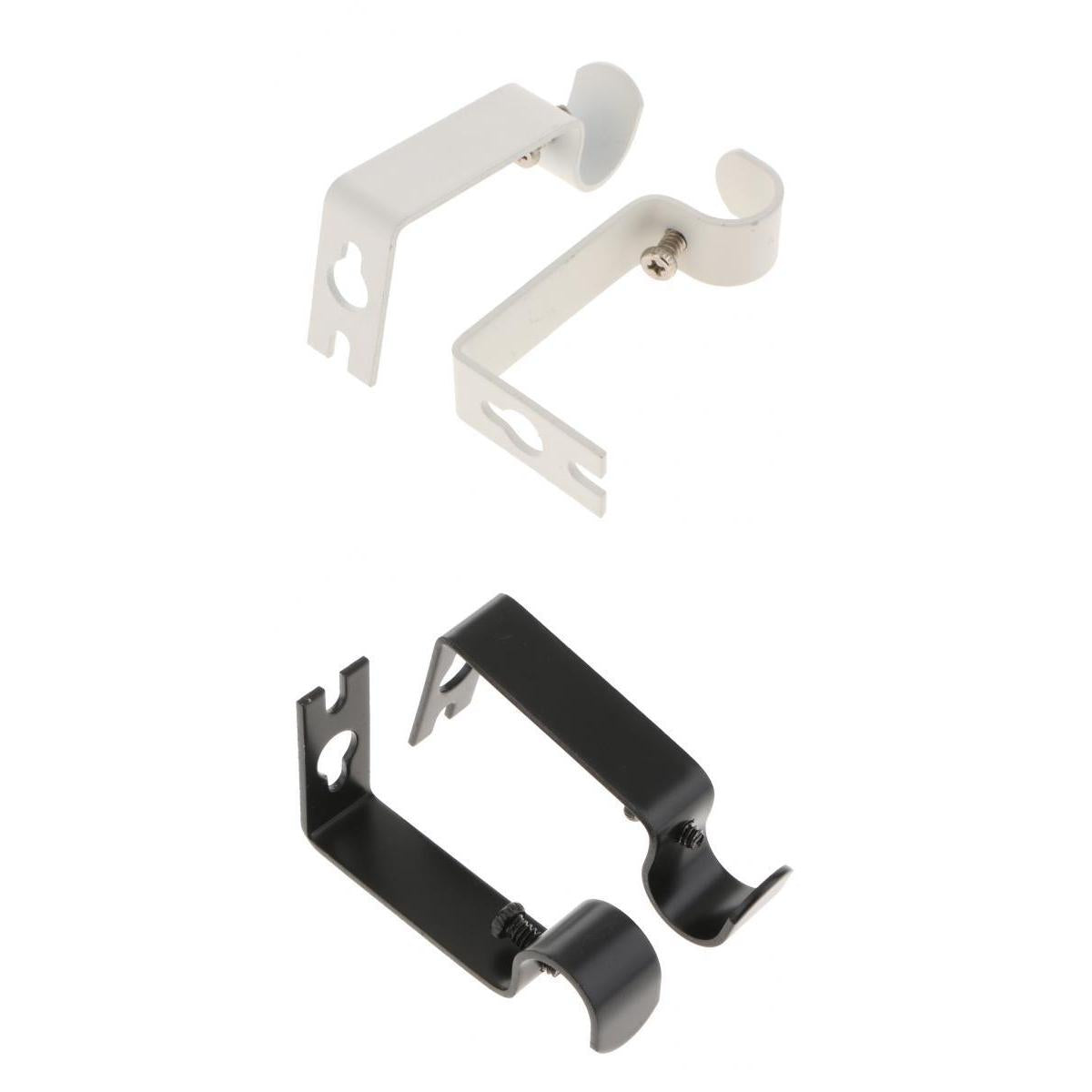 2Color 4Pcs Adjustable Metal Curtain Pole Rod Wall Bracket Hook Holder White