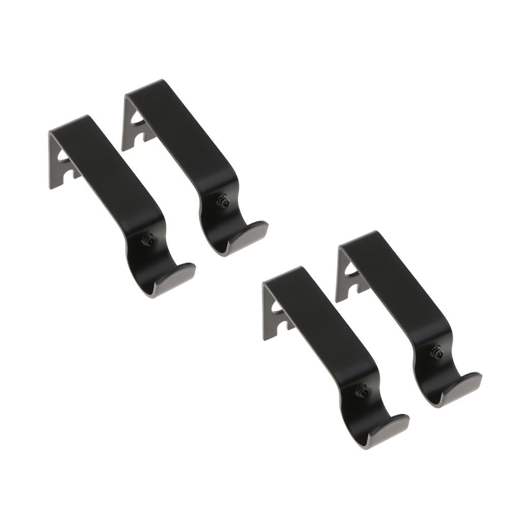 4Pcs Black Adjustable Metal Curtain Pole Rod Wall Bracket Hook Holder
