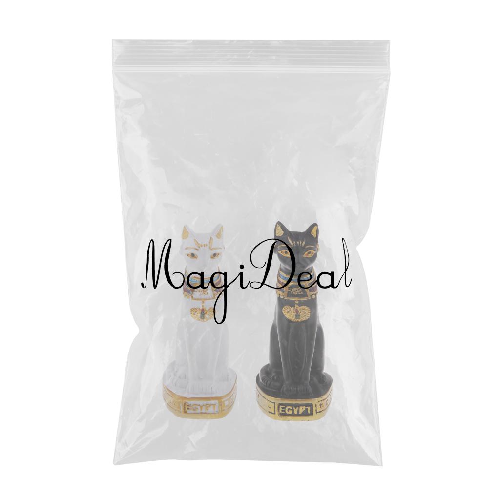 2Pcs Resin Egyptian Cat Goddess Bast Bastet Statue Sculpture Home Decoration