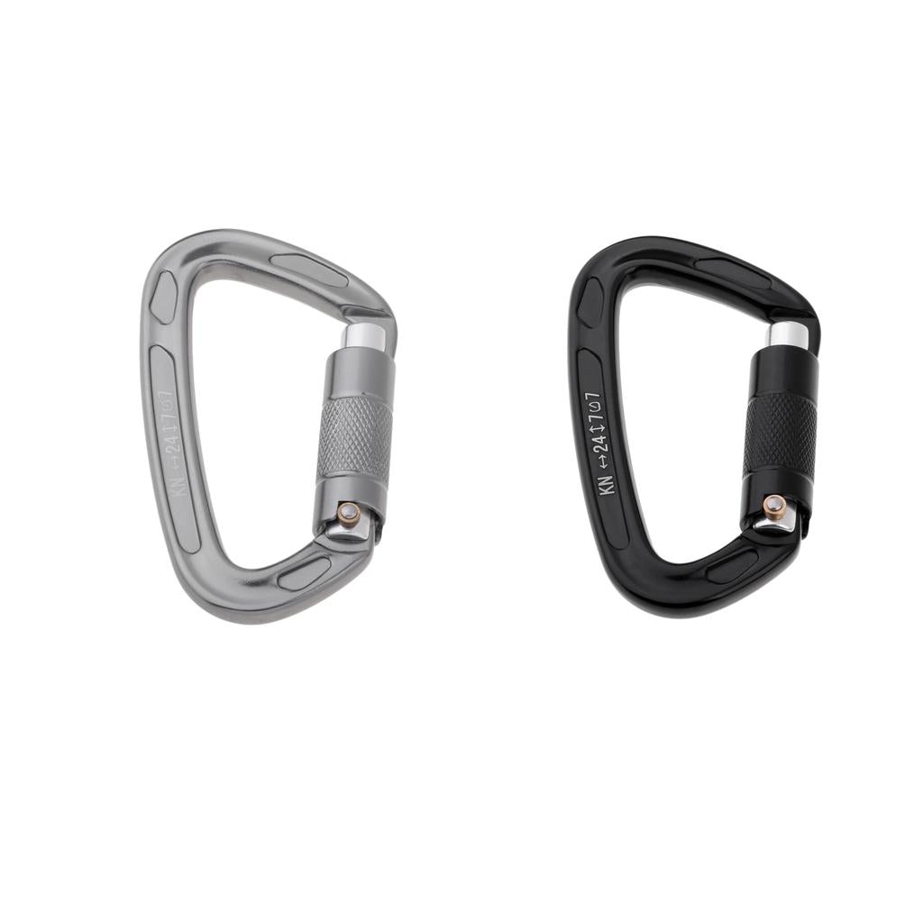 2Pcs 24KN Auto Locking Carabiner Hammock Carabiners For Rappelling Climbing