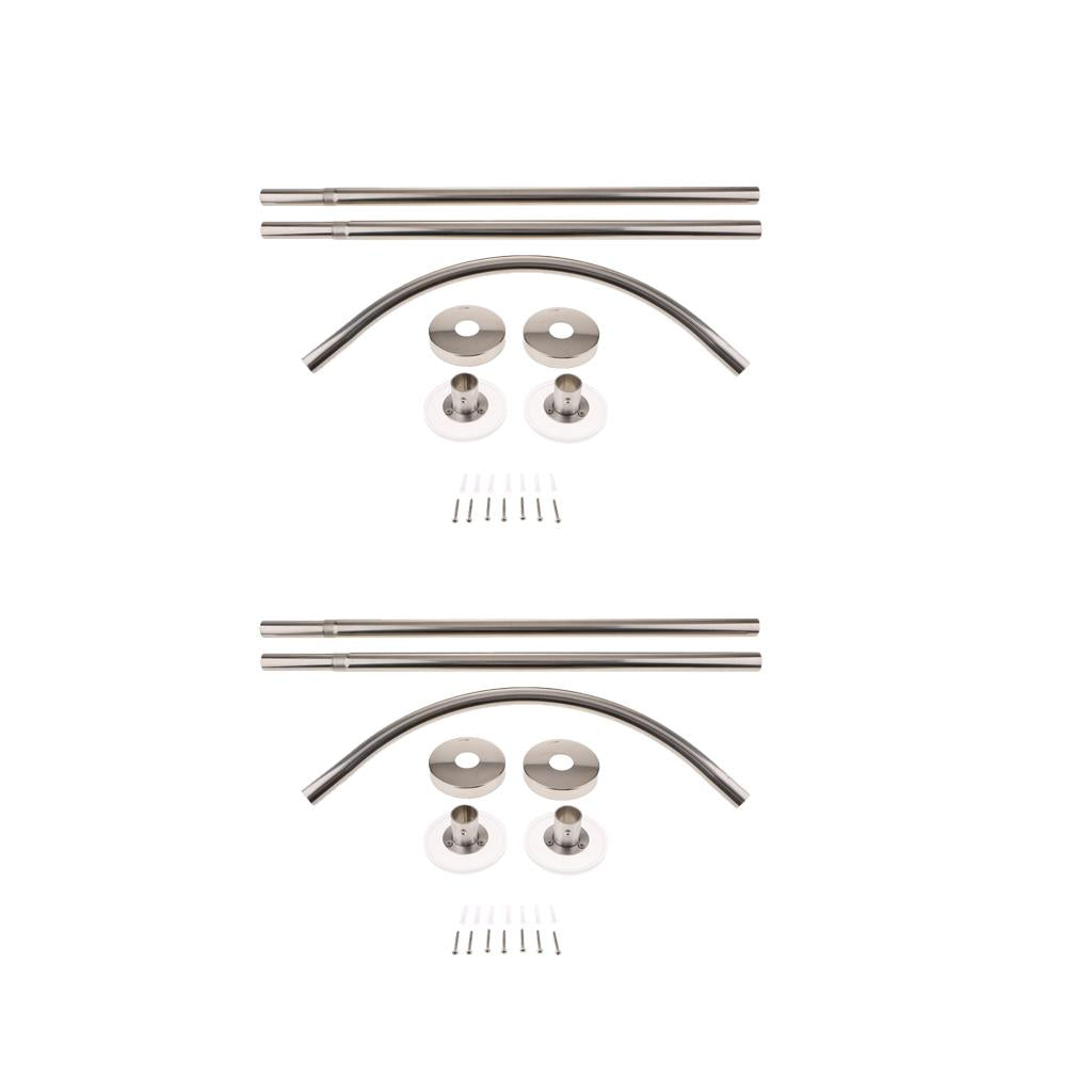 2xAdjustable Curved Shower Curtain Rod Bath Tub Bathroom Bar Rod