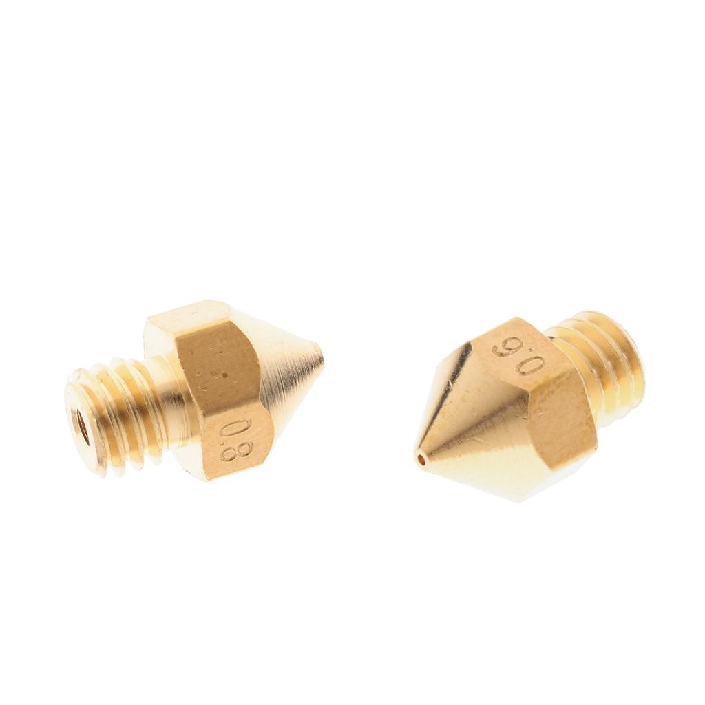 Brass Extruder Nozzle Print Head for 1.75mm Filament 3D Printer 0.6mm+0.8mm