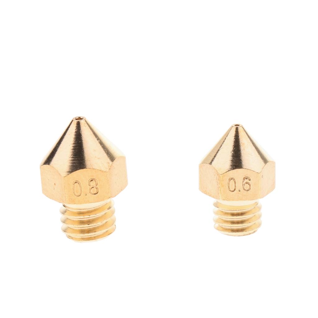 Brass Extruder Nozzle Print Head for 1.75mm Filament 3D Printer 0.6mm+0.8mm