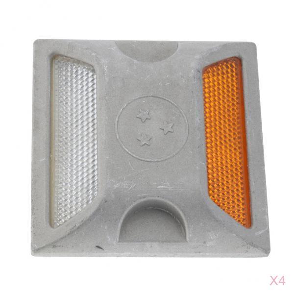 4Pcs Aluminum Road Pavement Marker, Commercial Grade Reflective Road Stud