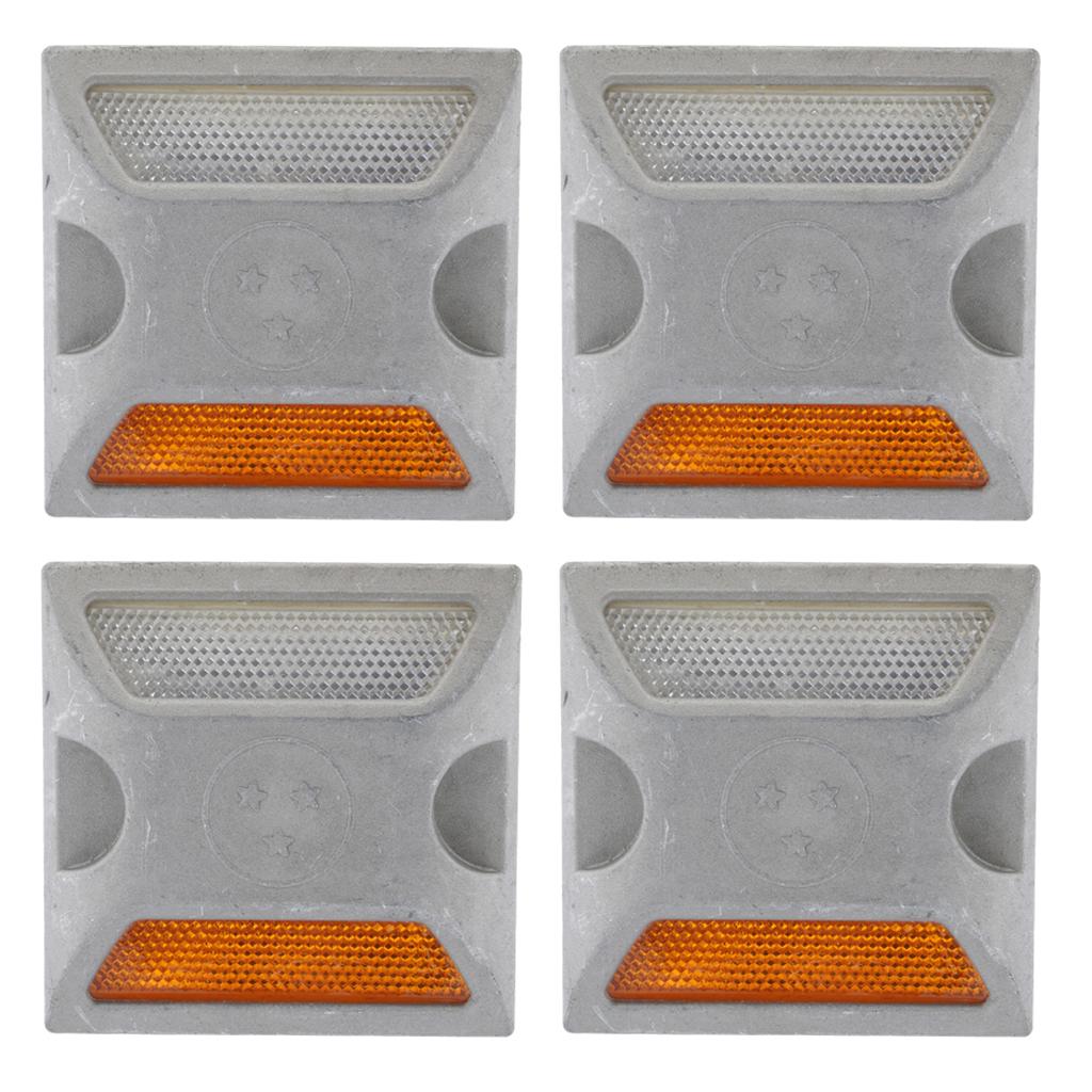 4Pcs Aluminum Road Pavement Marker, Commercial Grade Reflective Road Stud