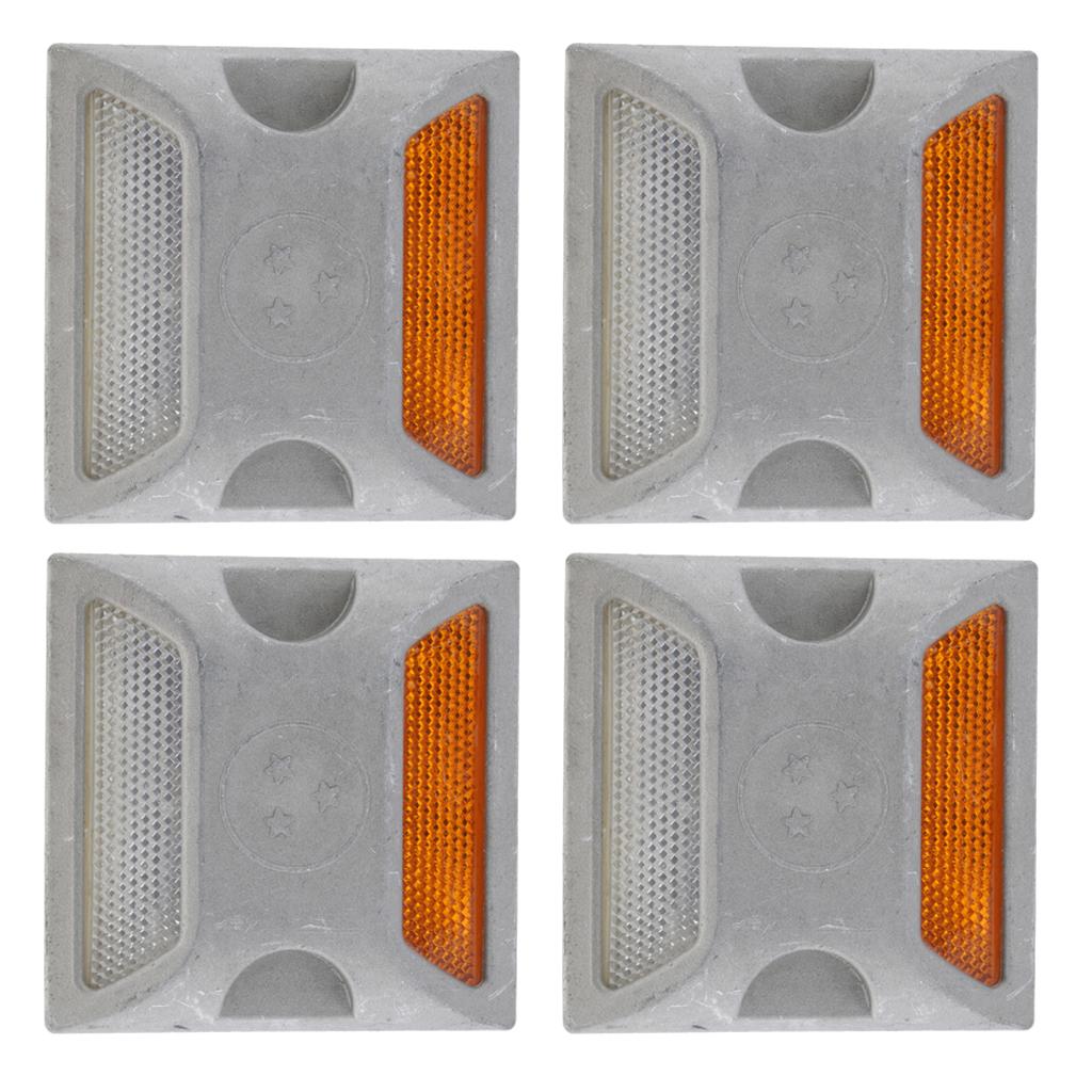 4Pcs Aluminum Road Pavement Marker, Commercial Grade Reflective Road Stud