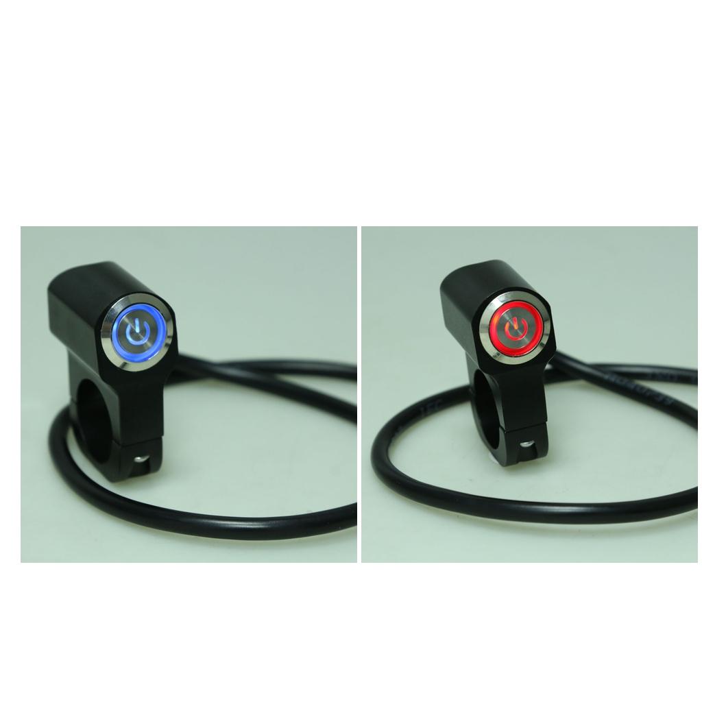 2 Pieces Blue+Red Handlebar Headlight ON/OFF Push Button Switch