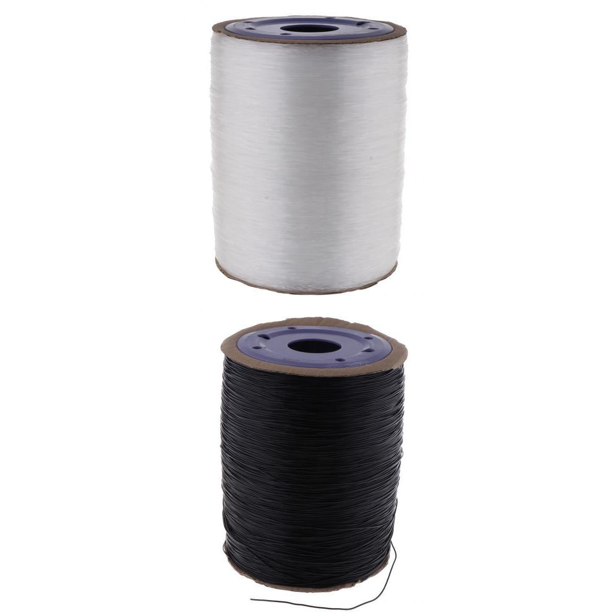 2 Rolls of Clear Black 650m Elastic Thread Jewelry Making Cord String 1.0mm