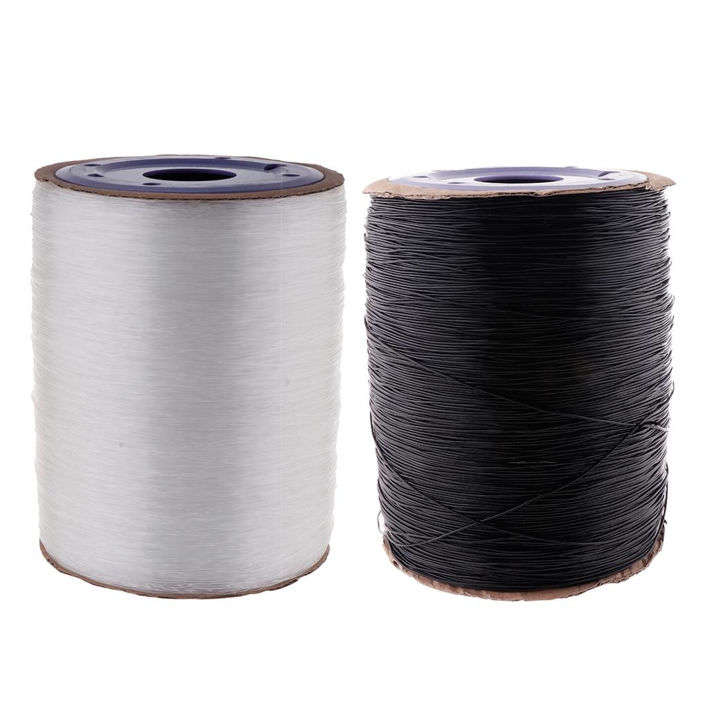 2 Rolls of Clear Black 650m Elastic Thread Jewelry Making Cord String 1.0mm