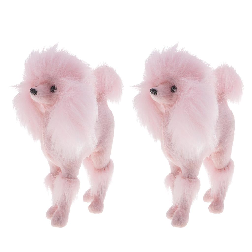 2pcs Light Weight Pink Poodle Model Craft Decoration - Soft Plush Surface
