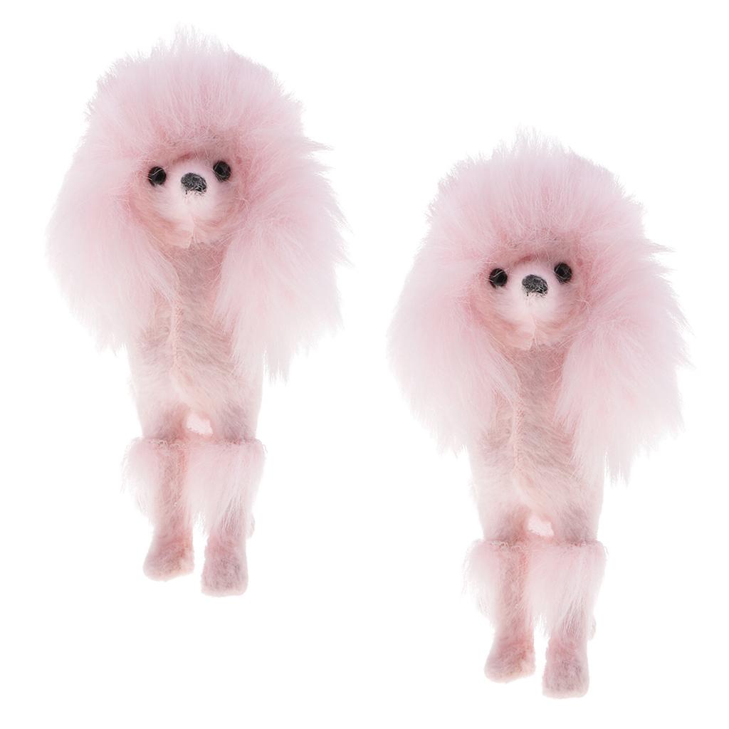 2pcs Light Weight Pink Poodle Model Craft Decoration - Soft Plush Surface