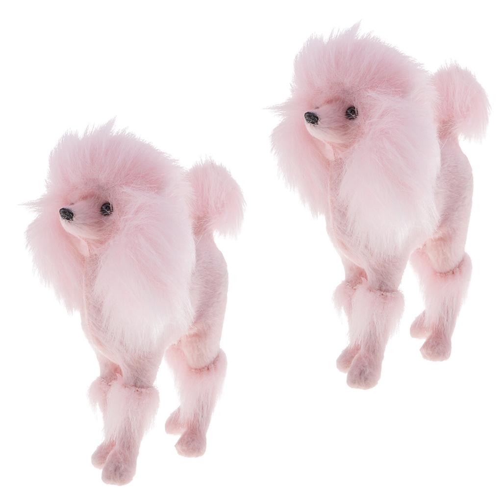 2pcs Light Weight Pink Poodle Model Craft Decoration - Soft Plush Surface