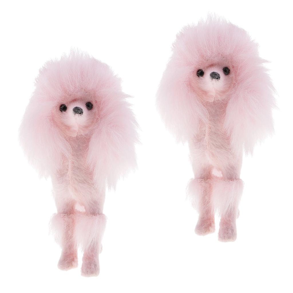 2pcs Light Weight Pink Poodle Model Craft Decoration - Soft Plush Surface