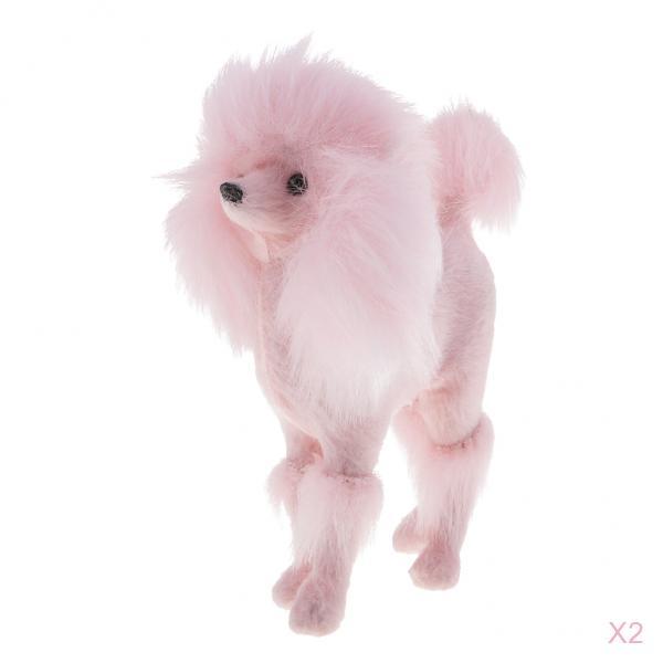 2pcs Light Weight Pink Poodle Model Craft Decoration - Soft Plush Surface