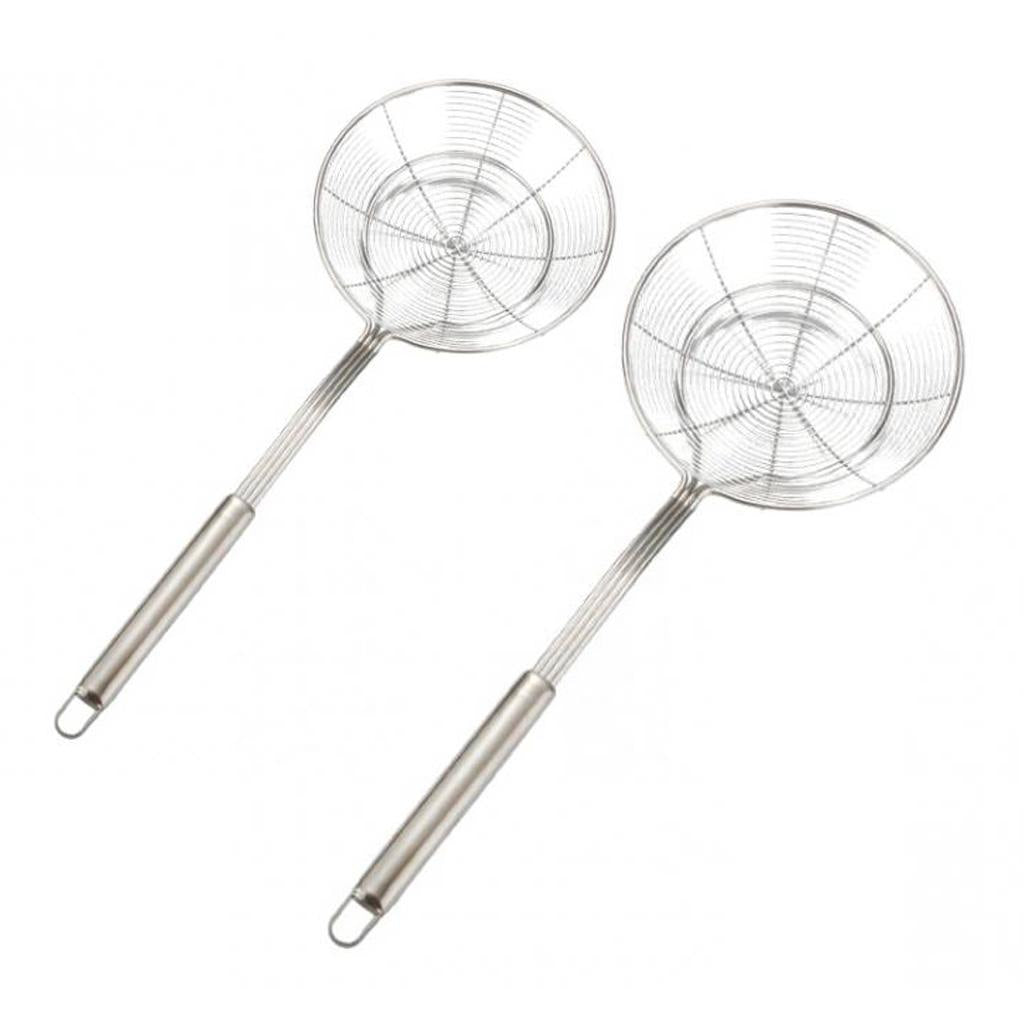 2x Kitchen Spider Strainer Skimmer Strainer Ladle Stainless Steel 20cm&14cm