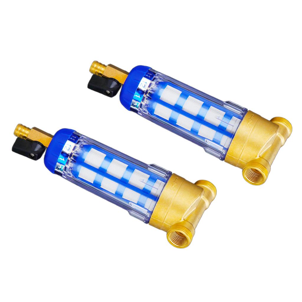 2pcs Home Water Pre-Filter System Down Sediment Water Filter 3/4 1/2""